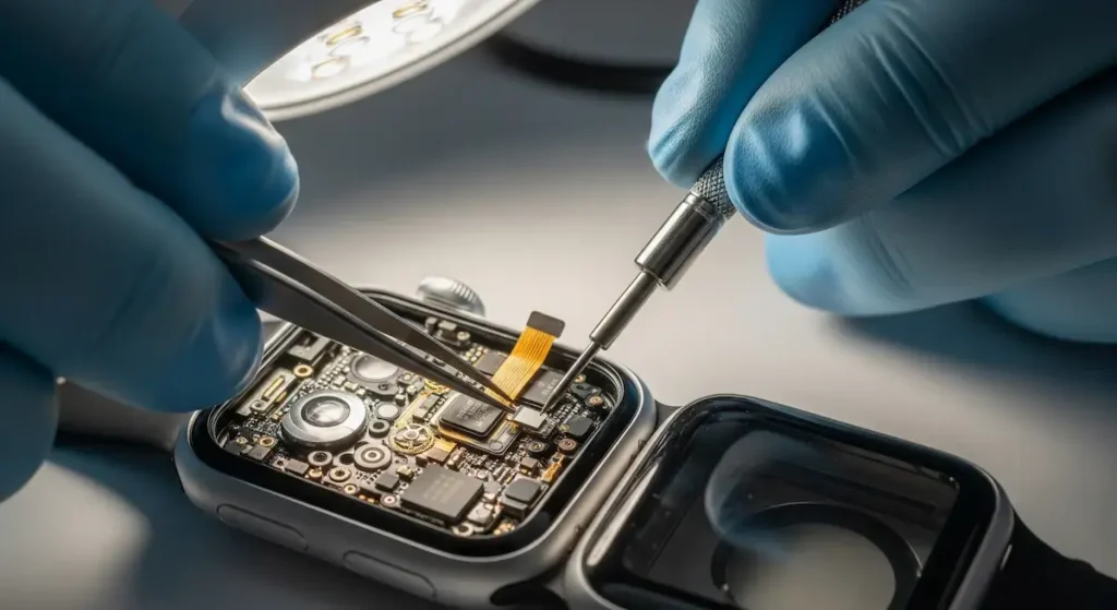 A Smart Watch is being expertly repaired at My Touch Repairs Hobart