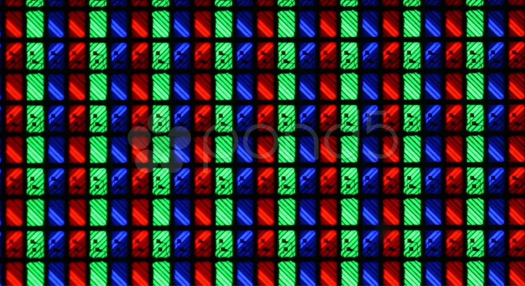 Individual OLED pixels emitting light
