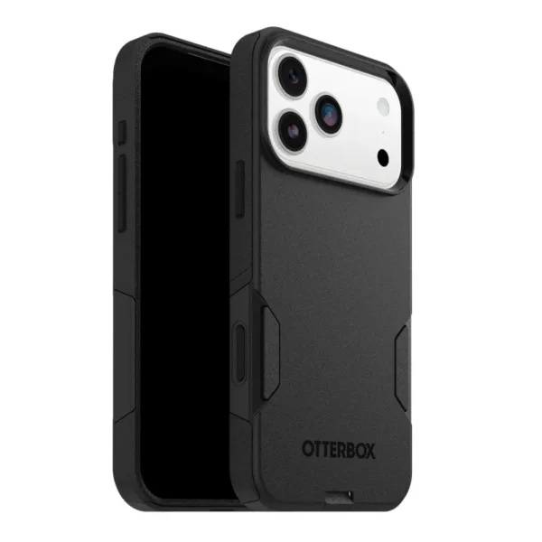 iPhone 17 Pro Max OtterBox Commuter Case in Black with slim design, Camera Control button and impact protection