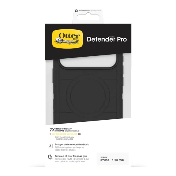 iPhone 17 Pro Max OtterBox Defender Pro Case in Black with Camera Control button, MagSafe compatibility and military grade protection