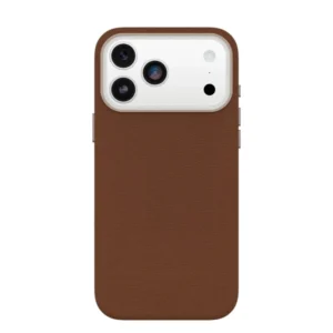 iPhone 17 Pro Max OtterBox Symmetry MagSafe Cactus Leather Case in Desert Saddle Brown with Camera Control button, impact protection and eco-friendly design