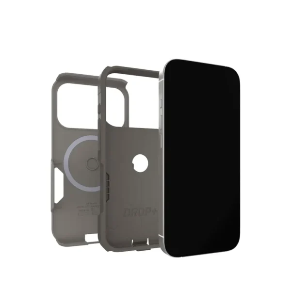 iPhone 17 Pro OtterBox Commuter Case in Stone with slim impact protection and Camera Control button