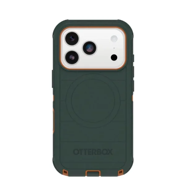iPhone 17 Pro OtterBox Defender Pro Case in Cprsmth Green with MagSafe compatibility, Camera Control button and military-grade protection