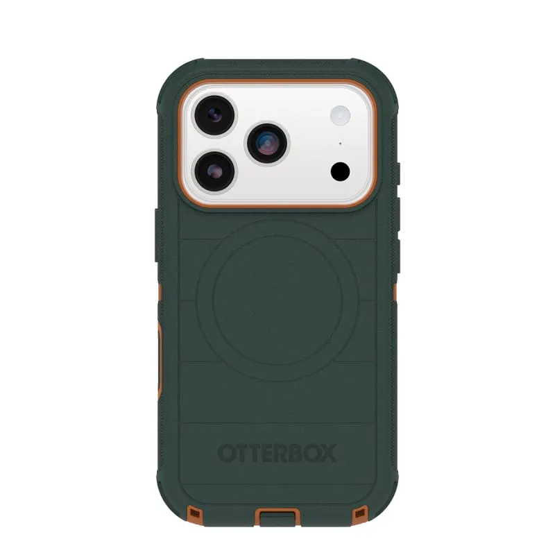 iPhone 17 Pro OtterBox Defender Pro Case in Cprsmth Green with MagSafe compatibility, Camera Control button and military-grade protection