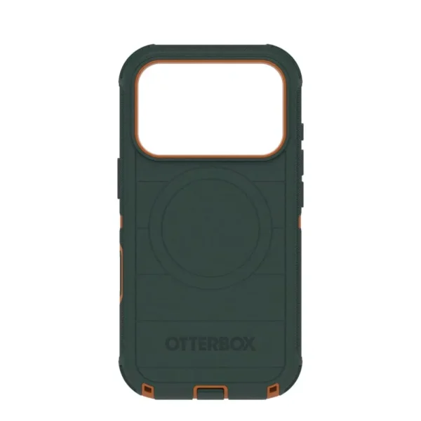 iPhone 17 Pro OtterBox Defender Pro Case in Cprsmth Green with MagSafe compatibility, Camera Control button and military-grade protection