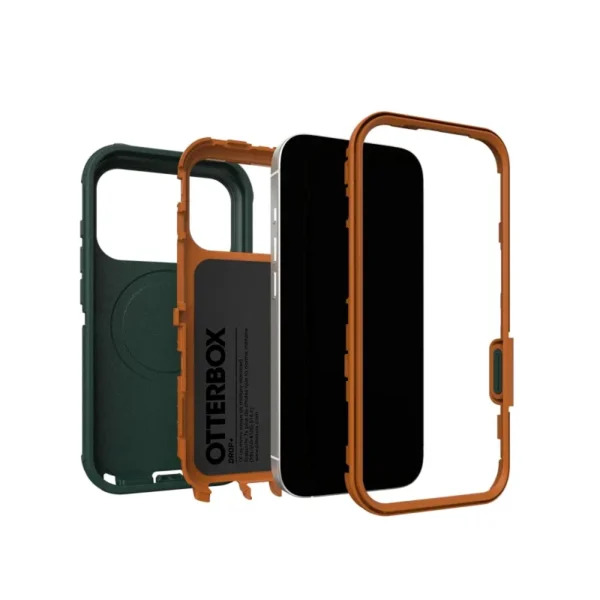 iPhone 17 Pro OtterBox Defender Pro Case in Cprsmth Green with MagSafe compatibility, Camera Control button and military-grade protection