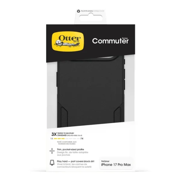 OtterBox Commuter Series black case for iPhone 17 Air with slim design, drop protection, textured grip, and MagSafe wireless charging support, available at My Touch Repairs Hobart