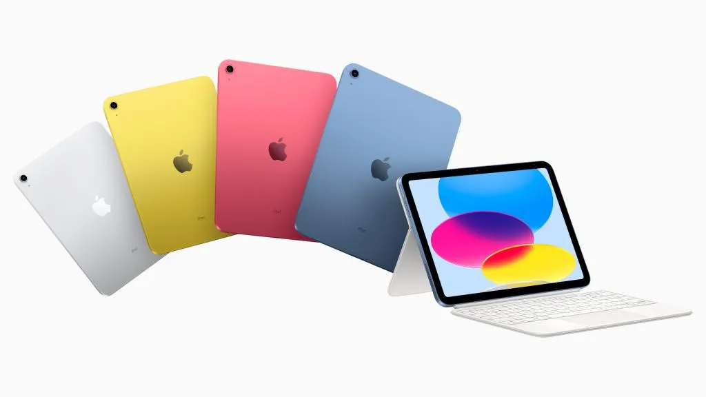 Apple standard iPad with colorful design and keyboard accessory for everyday use